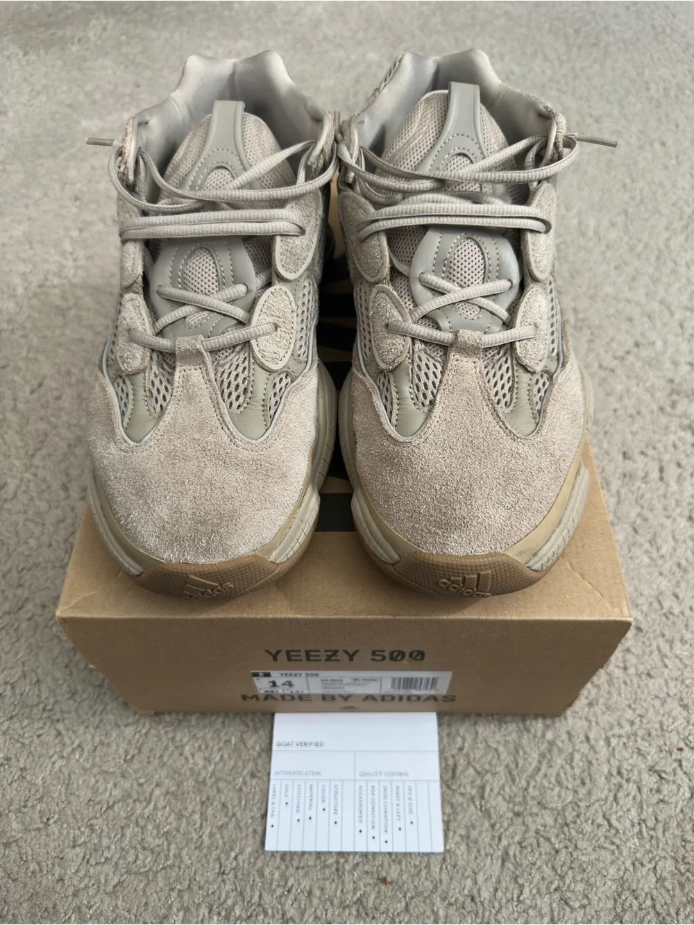 Adidas Yeezy 500 Taupe Light GX3605 Size 14
